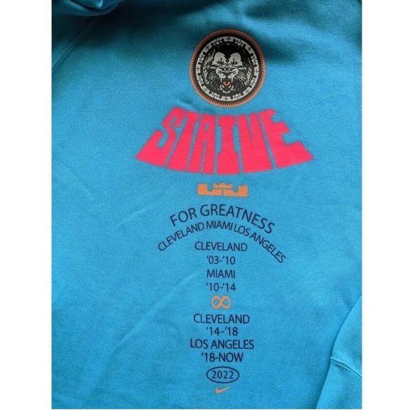 🎁🎄NIKE  ✨ NWT Lebron James *Rare* 20 Year Career Basketball Blue Hoodie Medium - Picture 6 of 9